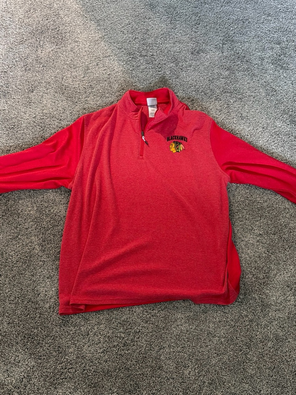 NHL Red Quarter-Zip Pullover with Blackhawks Logo